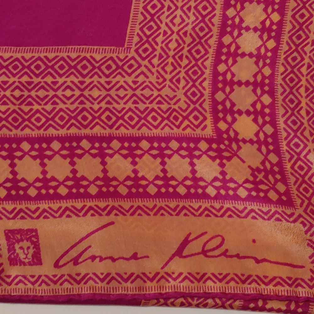 Anne Klein Vintage Silk Scarf.  43" X 12" Beautiful signed